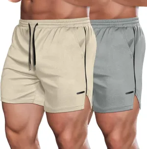 COOFANDY Men's 2 Pack Gym Workout Shorts Quick Dry Athletic Shorts 5 Inch Lightweight Sports Running Shorts with Pockets