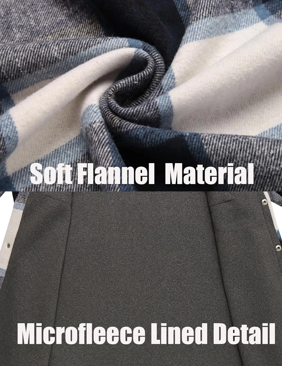 COOFANDY Mens Flannel Shirt Jacket Casual Button Down Plaid Shirt Jackets Warm Lined Sherpa Shacket with Pockets