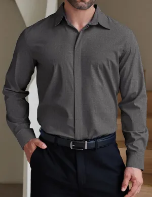 COOFANDY Men's Formal Dress Shirt Hidden Button Front Wrinkle Free Shirt Regular Fit Stretch Business Casual Shirts