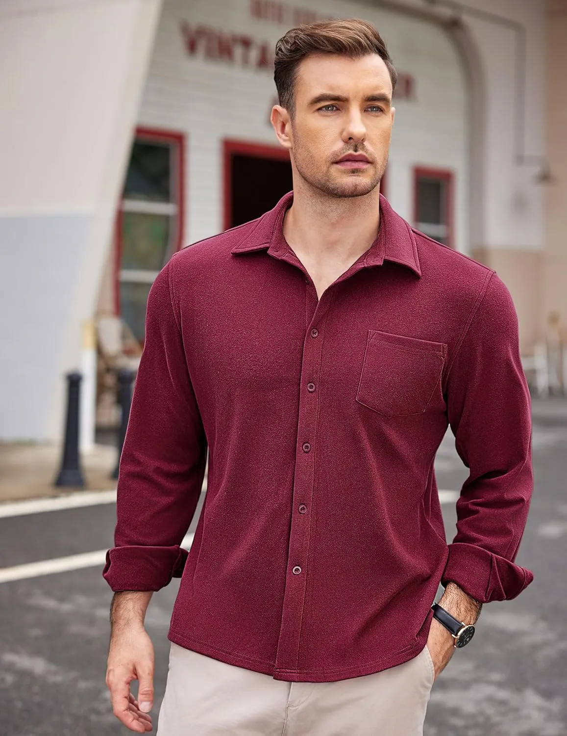 COOFANDY Men's Long Sleeve Button Down Shirt Casual Lightweight Shacket Spring Fall Shirt Jacket Overshirt with Pockets