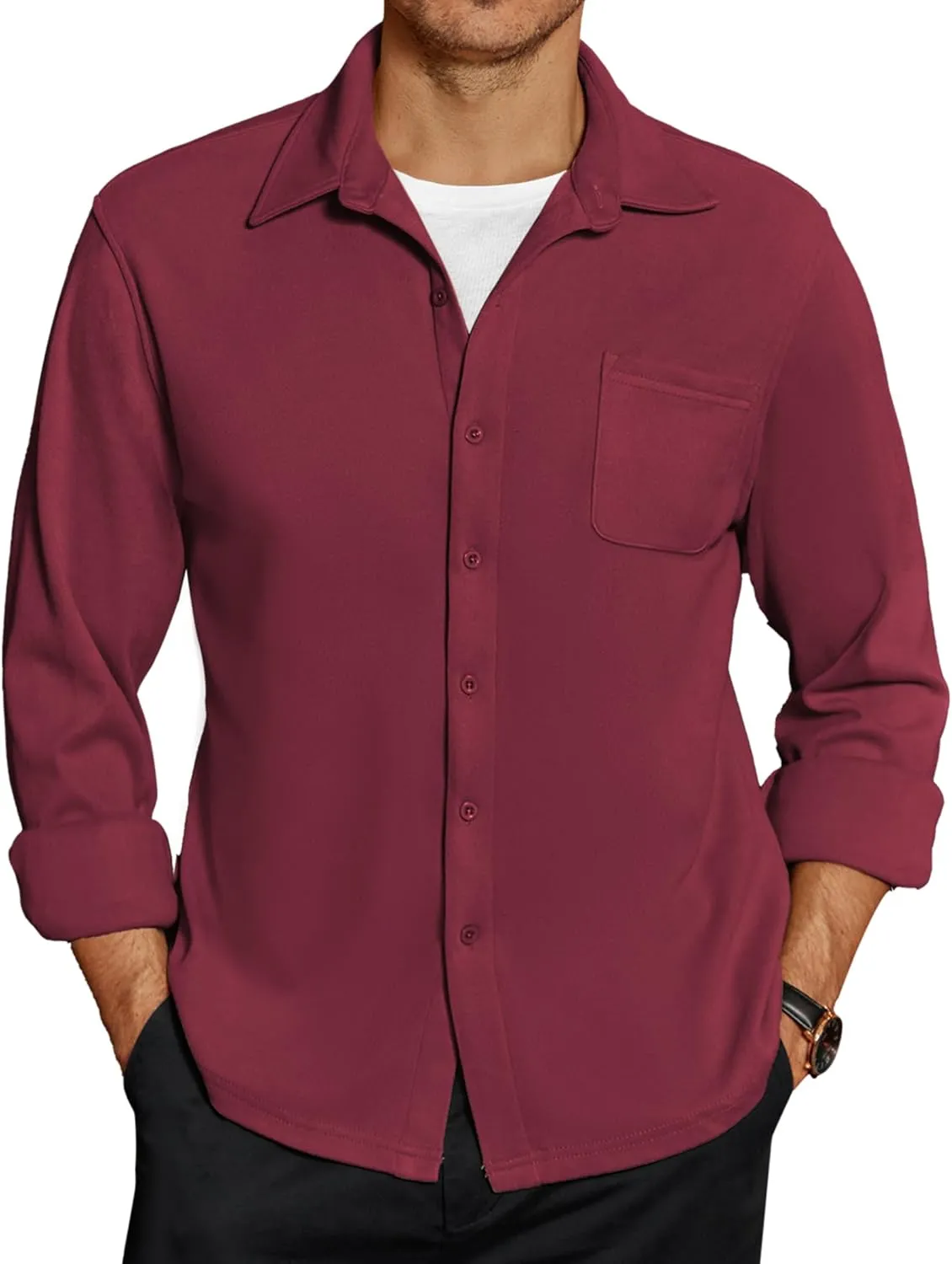 COOFANDY Men's Long Sleeve Button Down Shirt Casual Lightweight Shacket Spring Fall Shirt Jacket Overshirt with Pockets