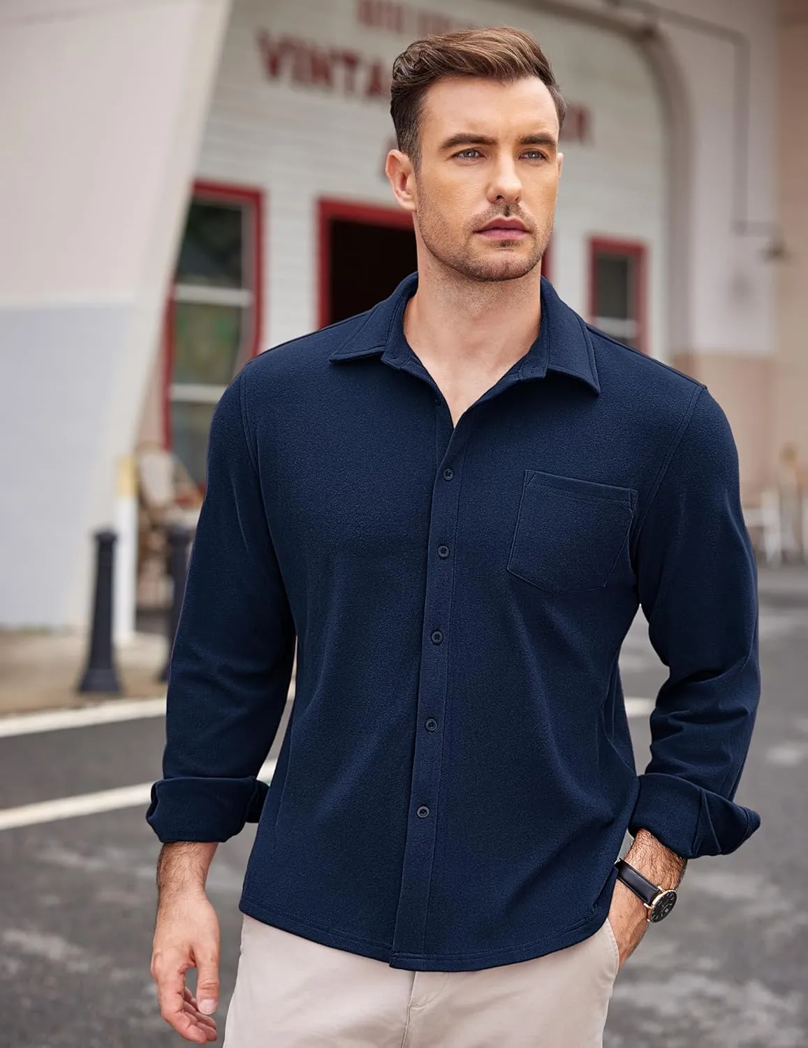 COOFANDY Men's Long Sleeve Button Down Shirt Casual Lightweight Shacket Spring Fall Shirt Jacket Overshirt with Pockets