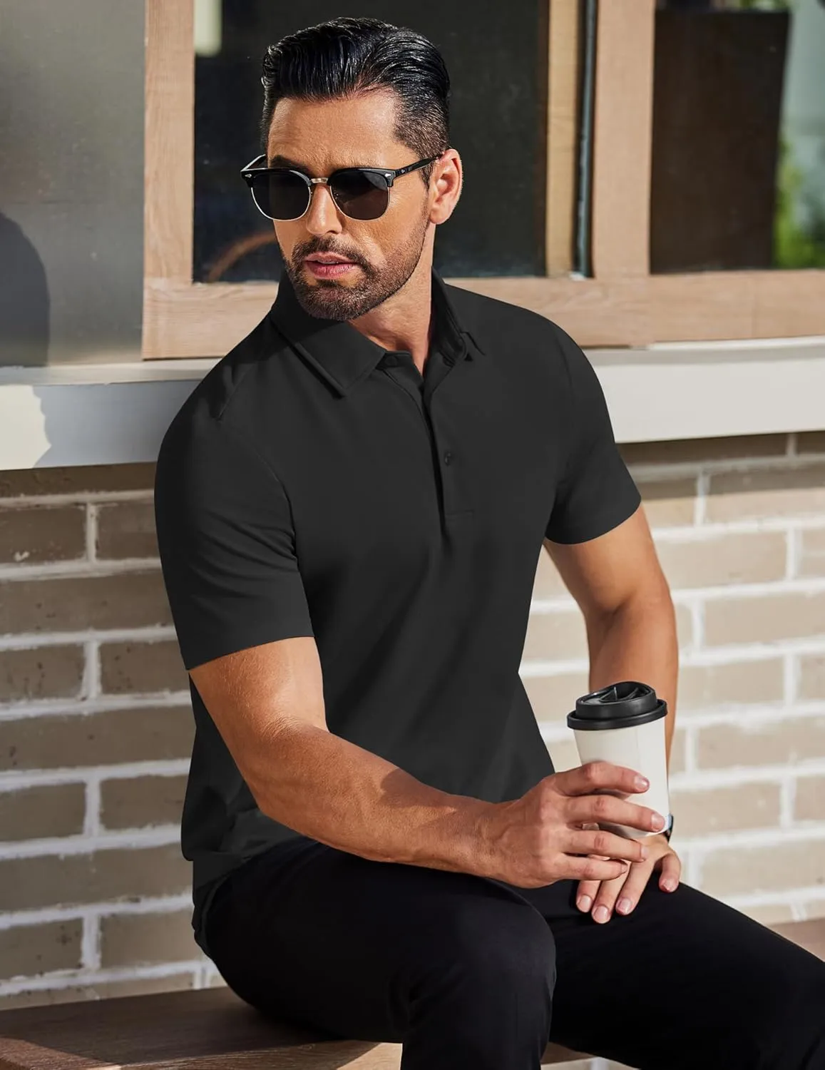 COOFANDY Men's Polo Shirts Short Sleeve Slim Fit Casual Solid Basic Golf Shirt Collared T-Shirt