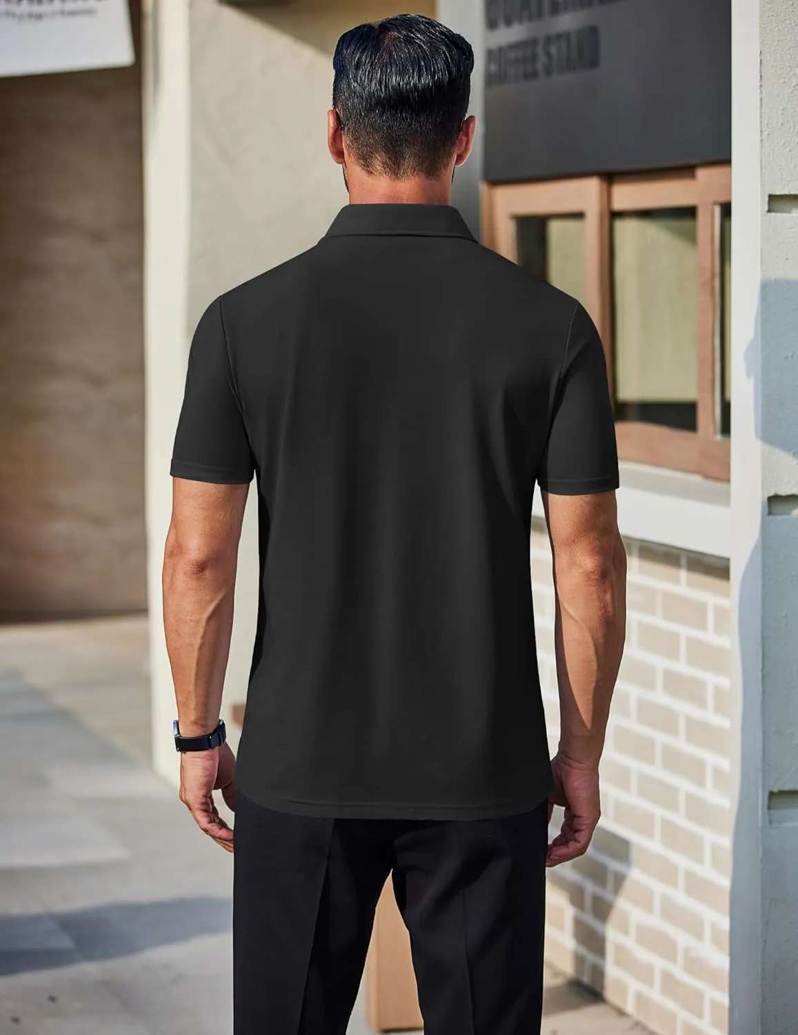 COOFANDY Men's Polo Shirts Short Sleeve Slim Fit Casual Solid Basic Golf Shirt Collared T-Shirt