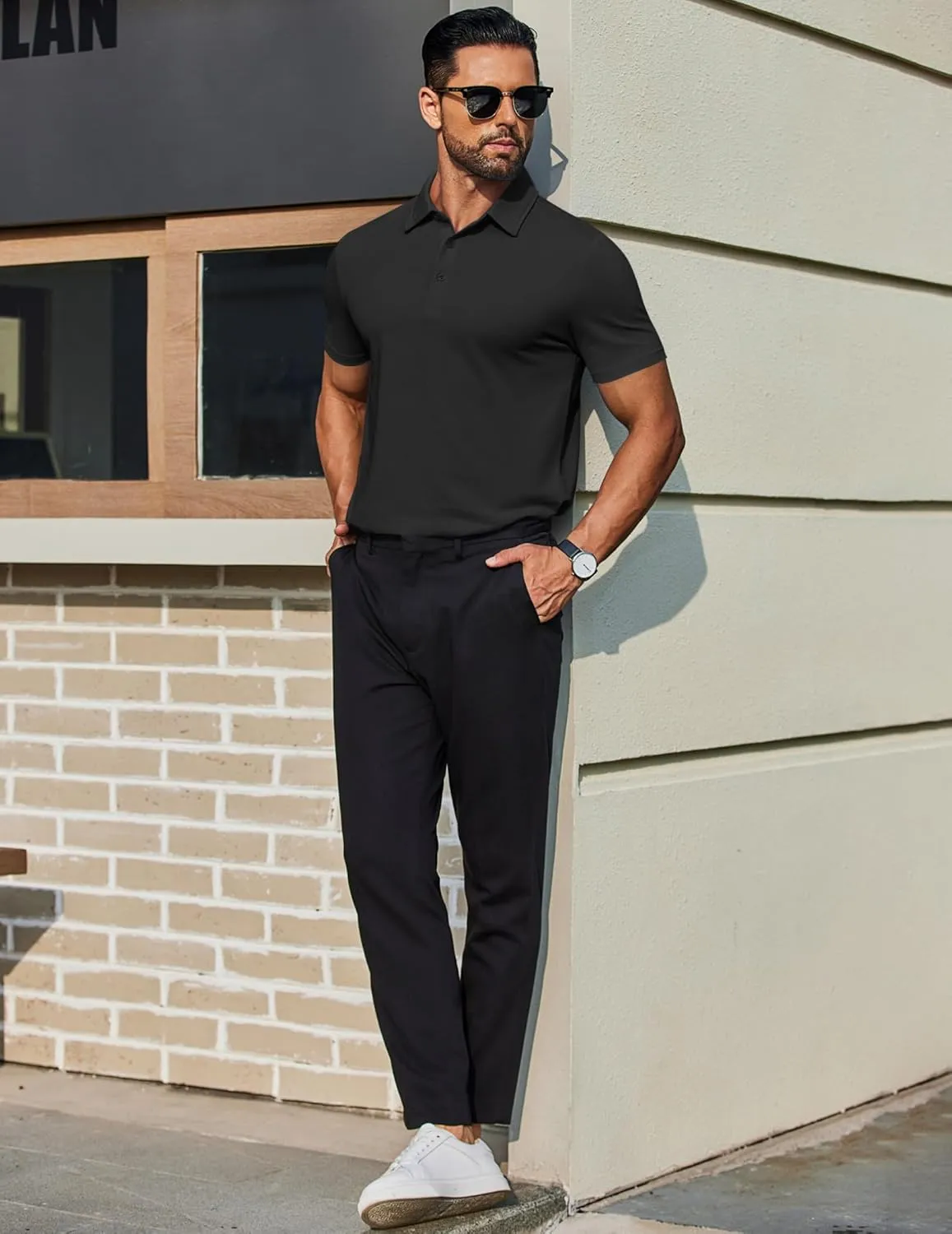 COOFANDY Men's Polo Shirts Short Sleeve Slim Fit Casual Solid Basic Golf Shirt Collared T-Shirt