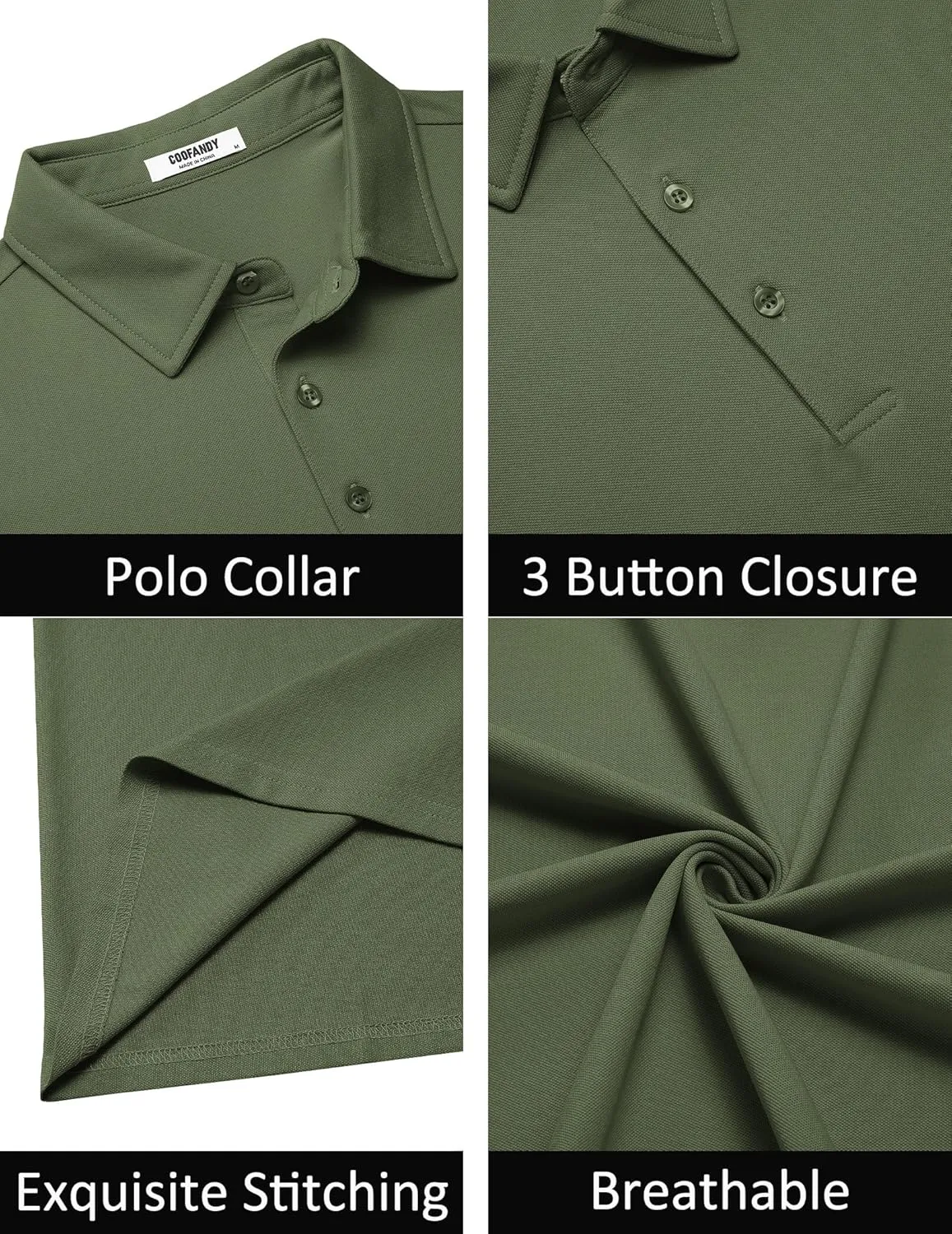 COOFANDY Men's Polo Shirts Short Sleeve Slim Fit Casual Solid Basic Golf Shirt Collared T-Shirt