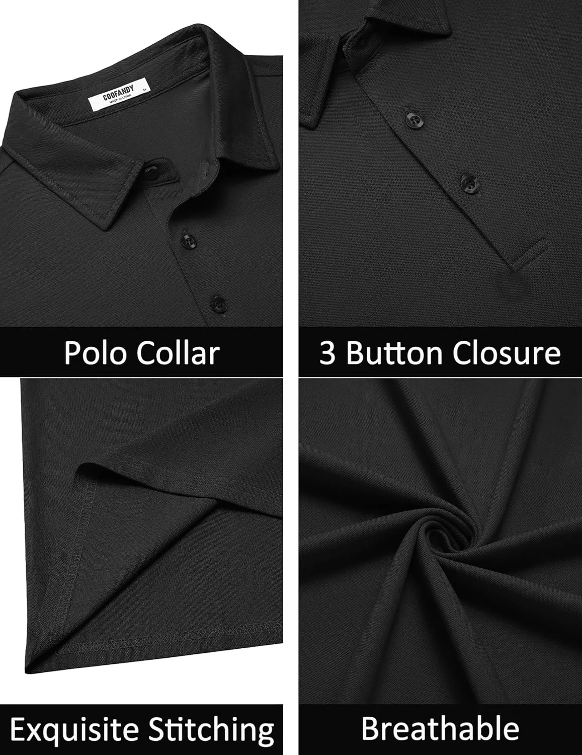 COOFANDY Men's Polo Shirts Short Sleeve Slim Fit Casual Solid Basic Golf Shirt Collared T-Shirt