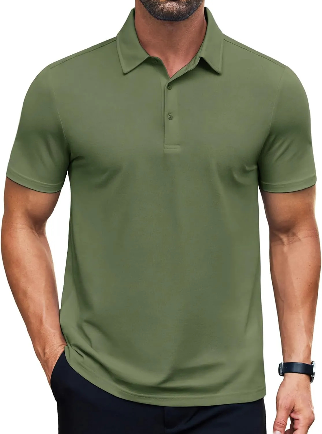 COOFANDY Men's Polo Shirts Short Sleeve Slim Fit Casual Solid Basic Golf Shirt Collared T-Shirt