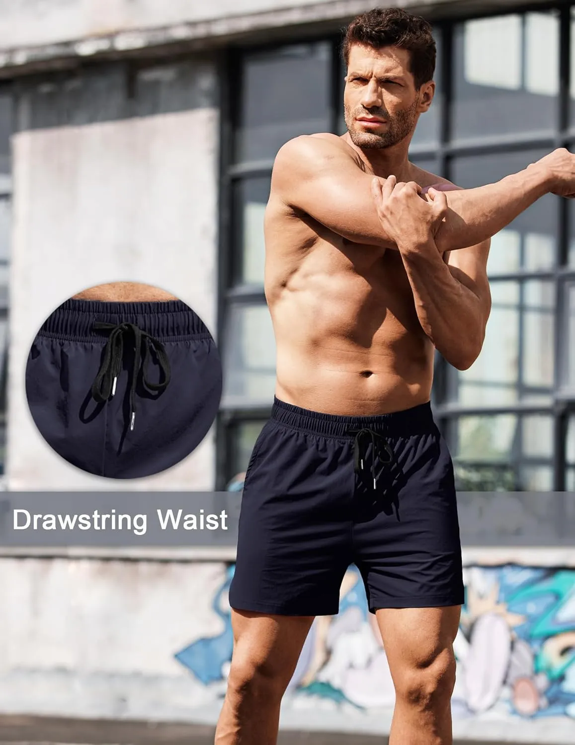 COOFANDY Men's Running Athletic Shorts 5 Inch 2 Pack Gym Workout Shorts Fitted Exercise Hiking Shorts with Zipper Pocket