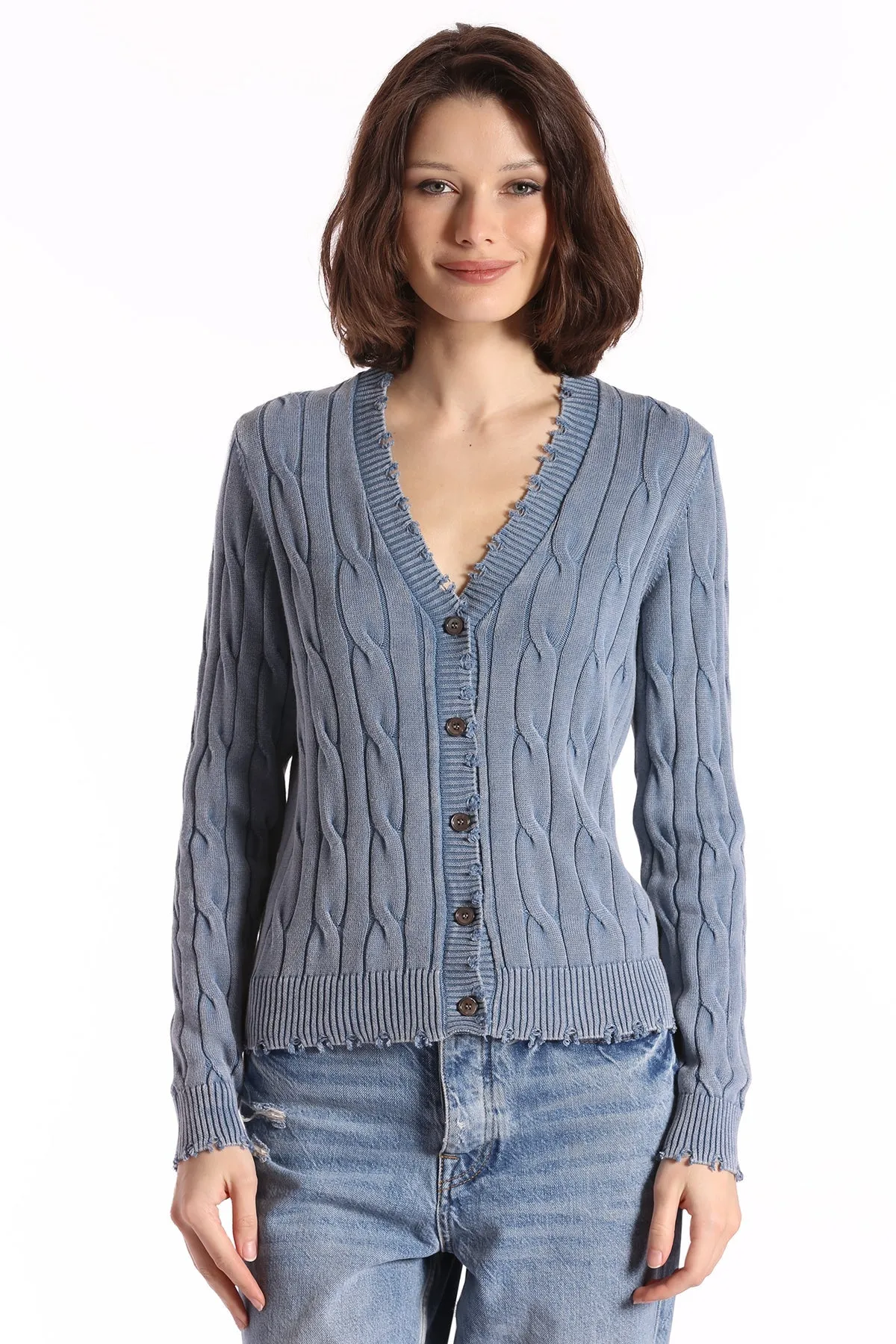 Cotton Cable Black Cardigan
