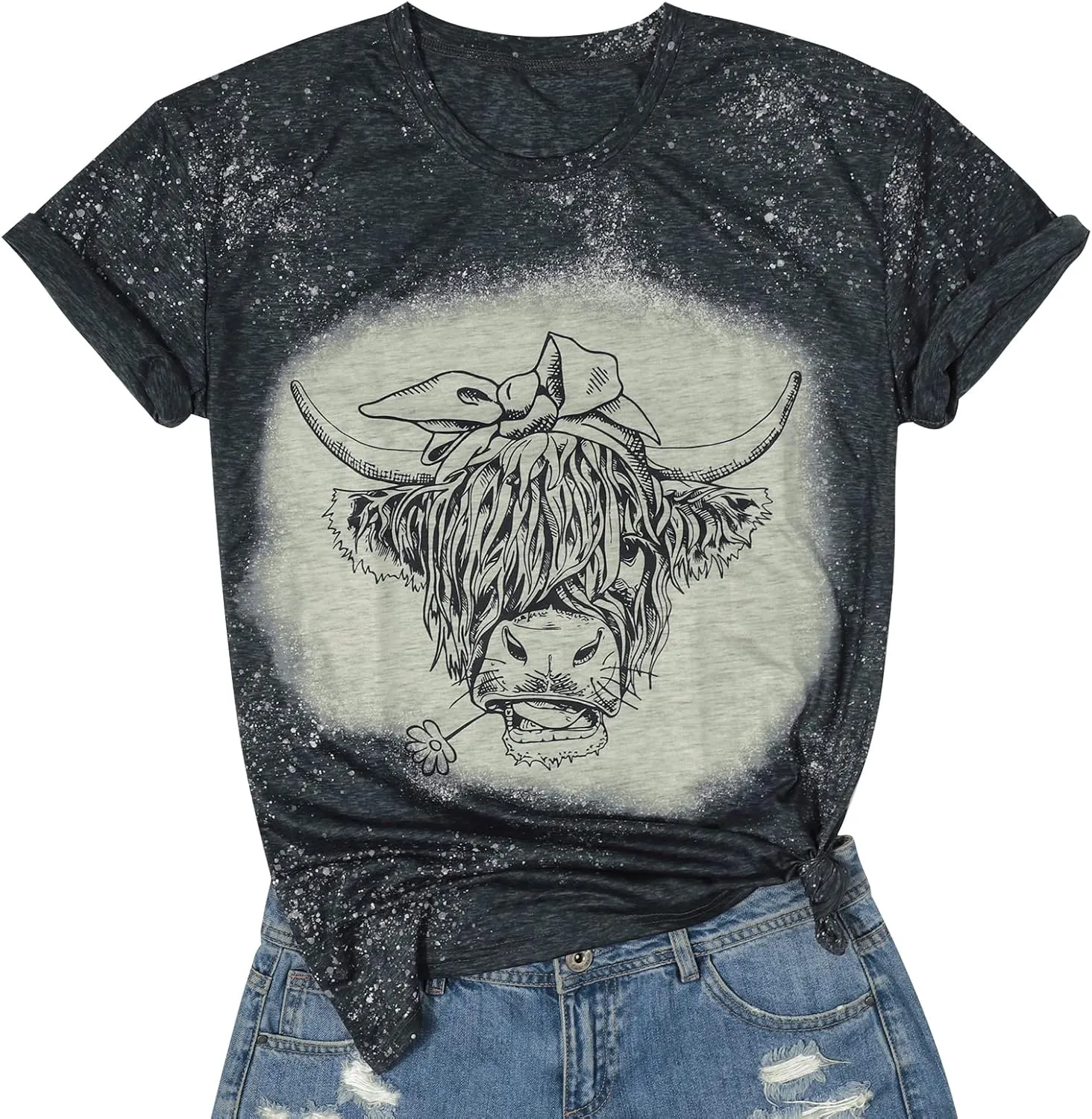 Cow Shirt Women Cute Cattle T-Shirt Vintage Western Short Sleeve Tops Farm Life Animal Graphic Tee