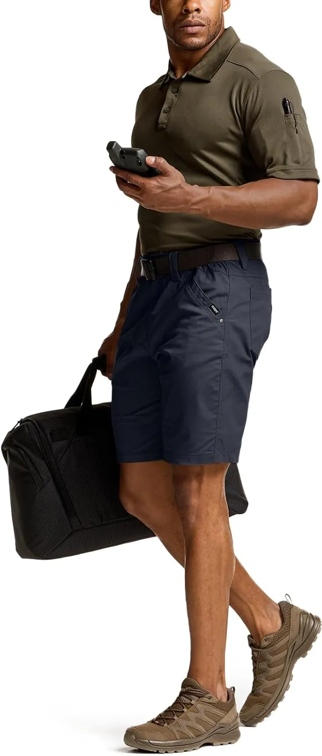CQR Men's Flex Casual Cargo Shorts, Lightweight Water Resistant Golf Shorts, Stretch Tactical Work Shorts with Multi-Pocket