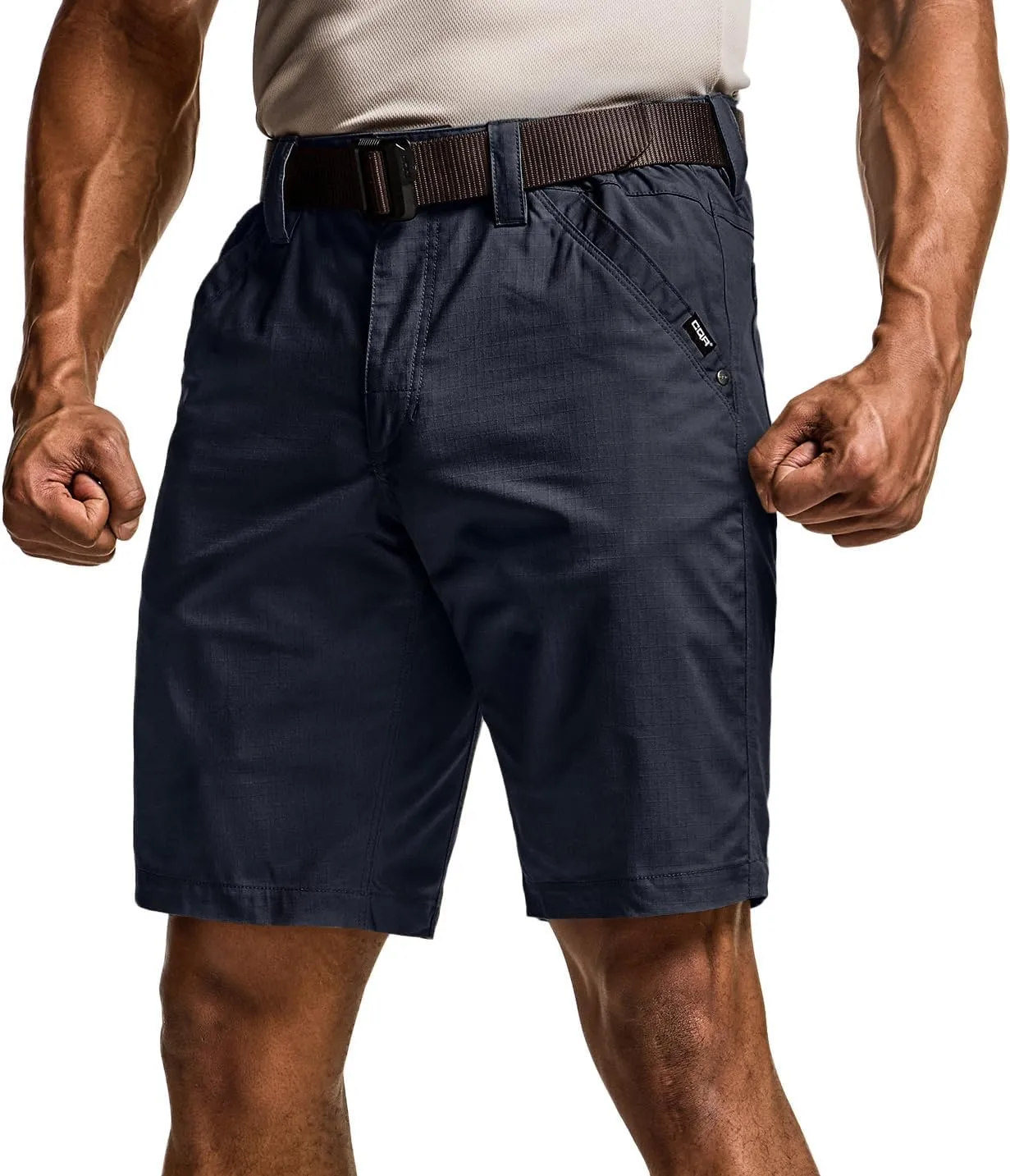 CQR Men's Flex Casual Cargo Shorts, Lightweight Water Resistant Golf Shorts, Stretch Tactical Work Shorts with Multi-Pocket