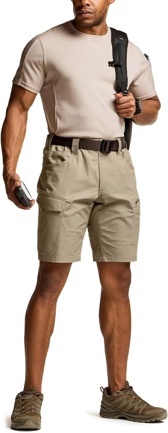 CQR Men's Flex Casual Cargo Shorts, Lightweight Water Resistant Golf Shorts, Stretch Tactical Work Shorts with Multi-Pocket