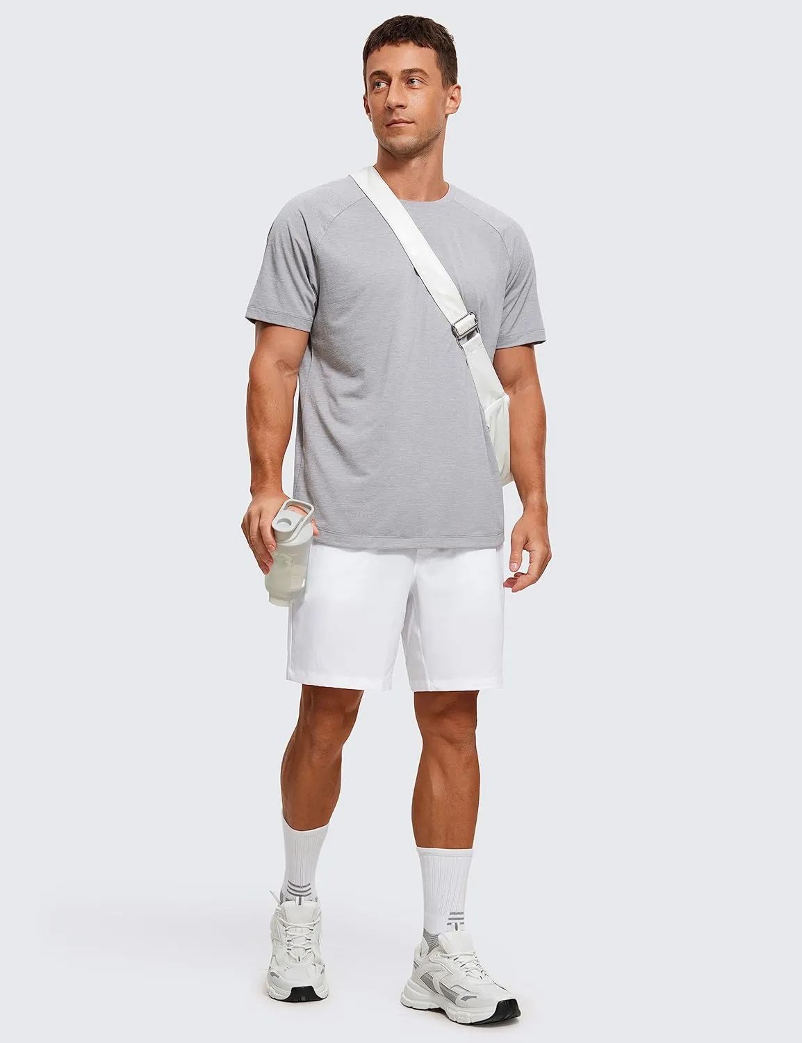 CRZ YOGA Lightweight Short Sleeve T-Shirt for Men Quick Dry Workout Running Athletic Tee Shirt Tops