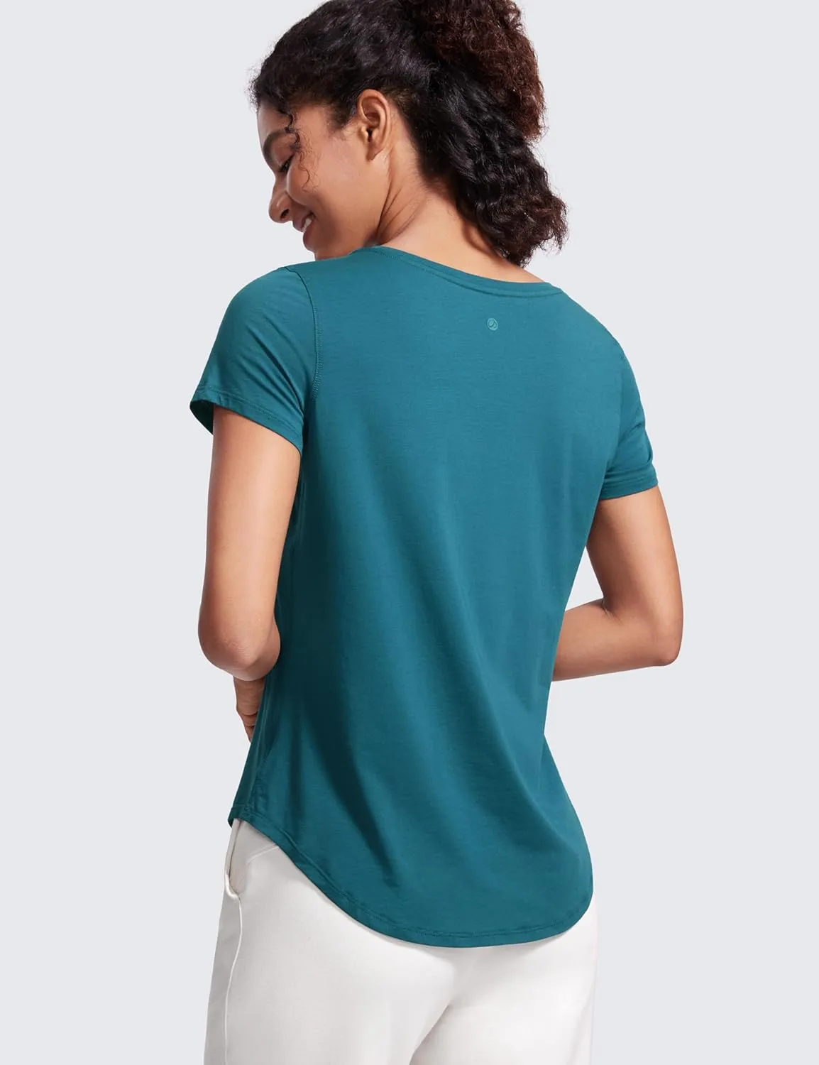 CRZ YOGA Pima Cotton Womens Short Sleeve Shirt Loose Casual Yoga T-Shirt Athletic Workout Tops