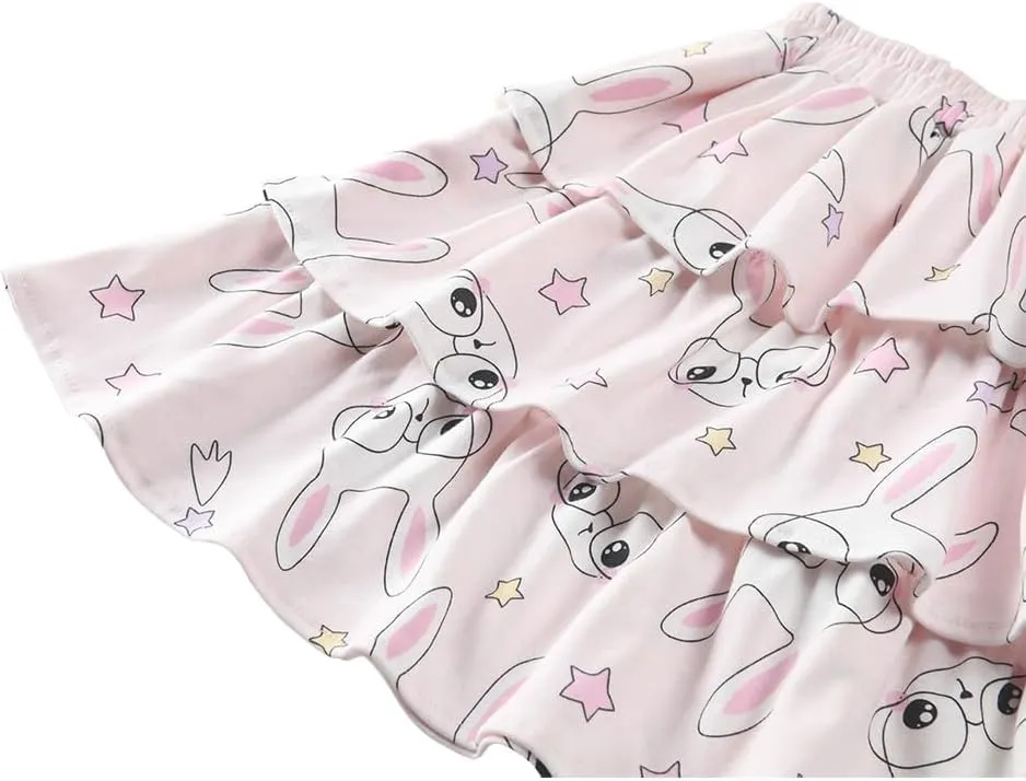 CutiePlusU Women's Cartoon Print Mini Skirt - High Waist Elastic Waist - Spring/Summer