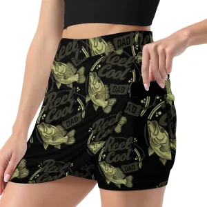 Dad Fishing Reel Cool Women's Skort Athletic Skirt Golf Skorts A-line Skirts with Built-in Shorts Pockets