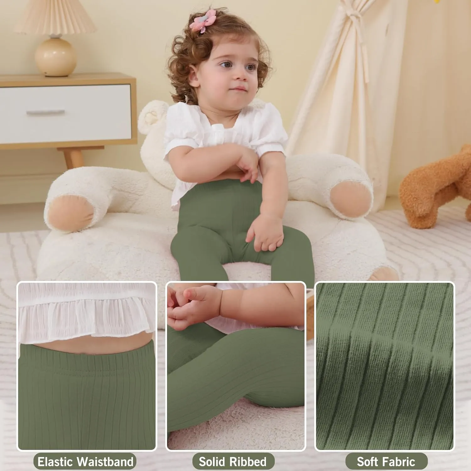 DREAM BUS Baby Girl Boy Pants Toddler Leggings Solid Ribbed Toddler Sweatpants Infant Newborn Leggings Baby Boy Jogger Pants