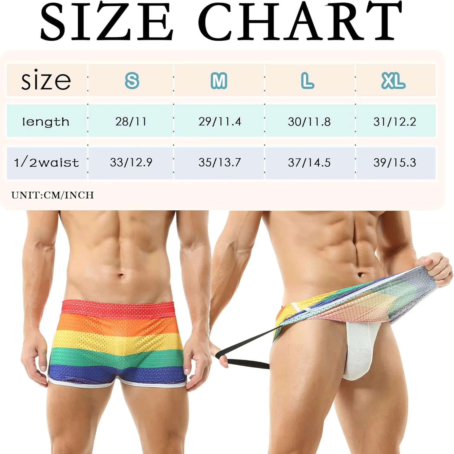 DTODWW Mens Workout Shorts Rainbow Stripe Mesh Shorts 3 Inch Men Running Shorts Breathable with Pockets for Athletic Gym