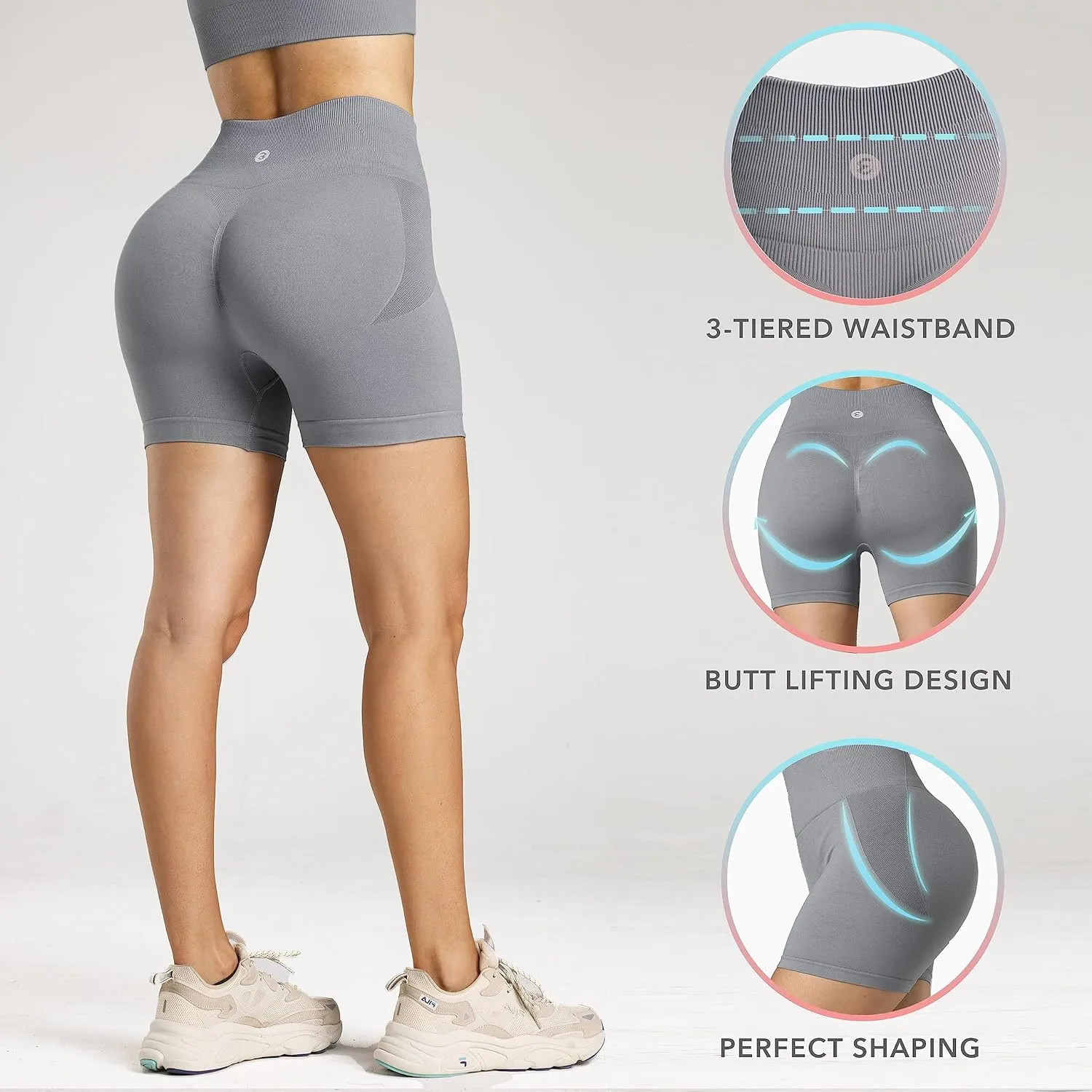Evercute Women's Butt Lifting Shorts Pack Workout Sets Booty Shorts High Waist Gym Shorts Seamless Exercise Fitness Yoga