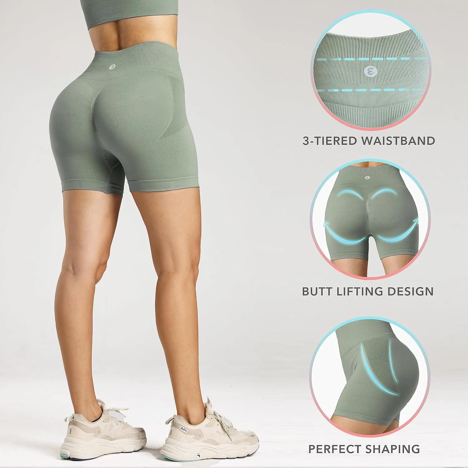 Evercute Women's Butt Lifting Shorts Pack Workout Sets Booty Shorts High Waist Gym Shorts Seamless Exercise Fitness Yoga