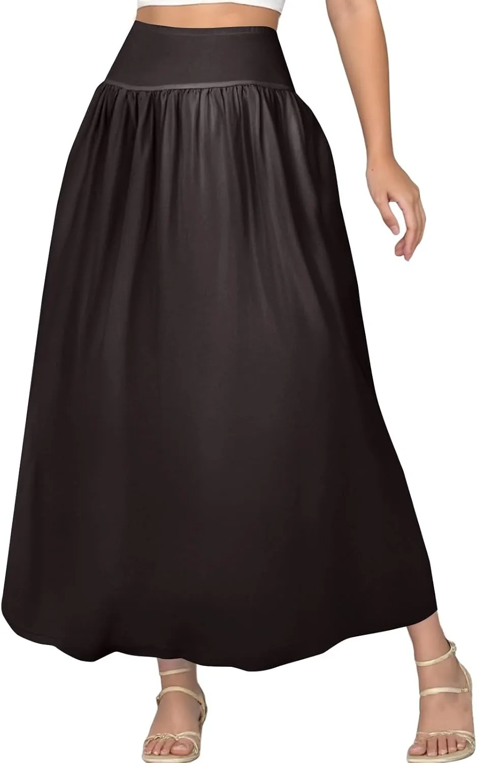 fanmpghleoo Bubble Maxi Skirts for Women Cute Elastic High Waisted Skirts Summer Y2k Casual Balloon Ruffle A Line Long Skirt