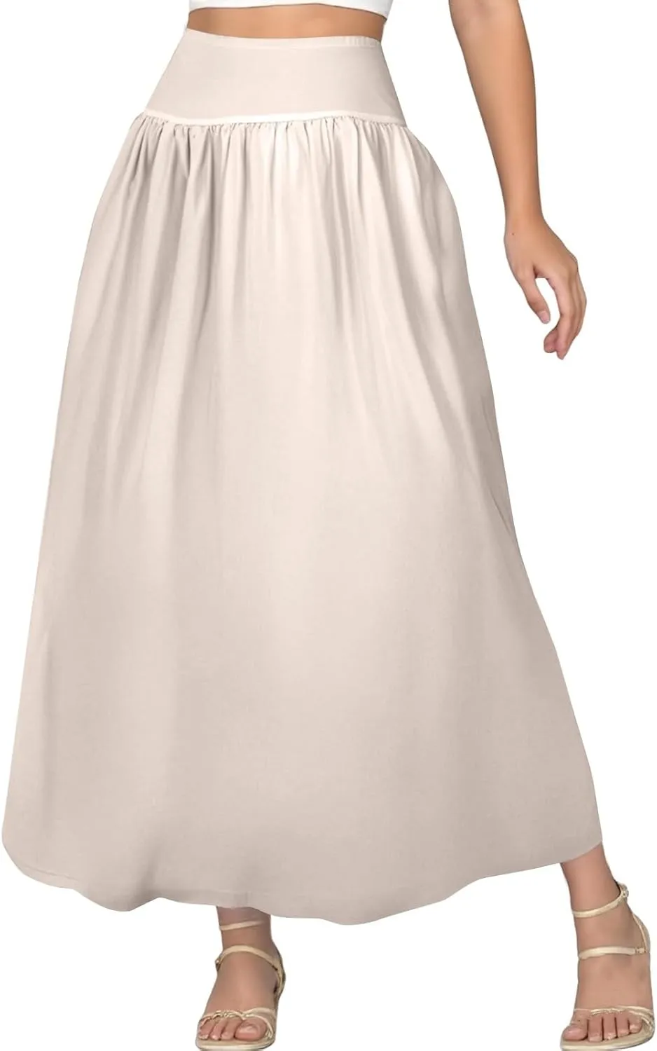 fanmpghleoo Bubble Maxi Skirts for Women Cute Elastic High Waisted Skirts Summer Y2k Casual Balloon Ruffle A Line Long Skirt