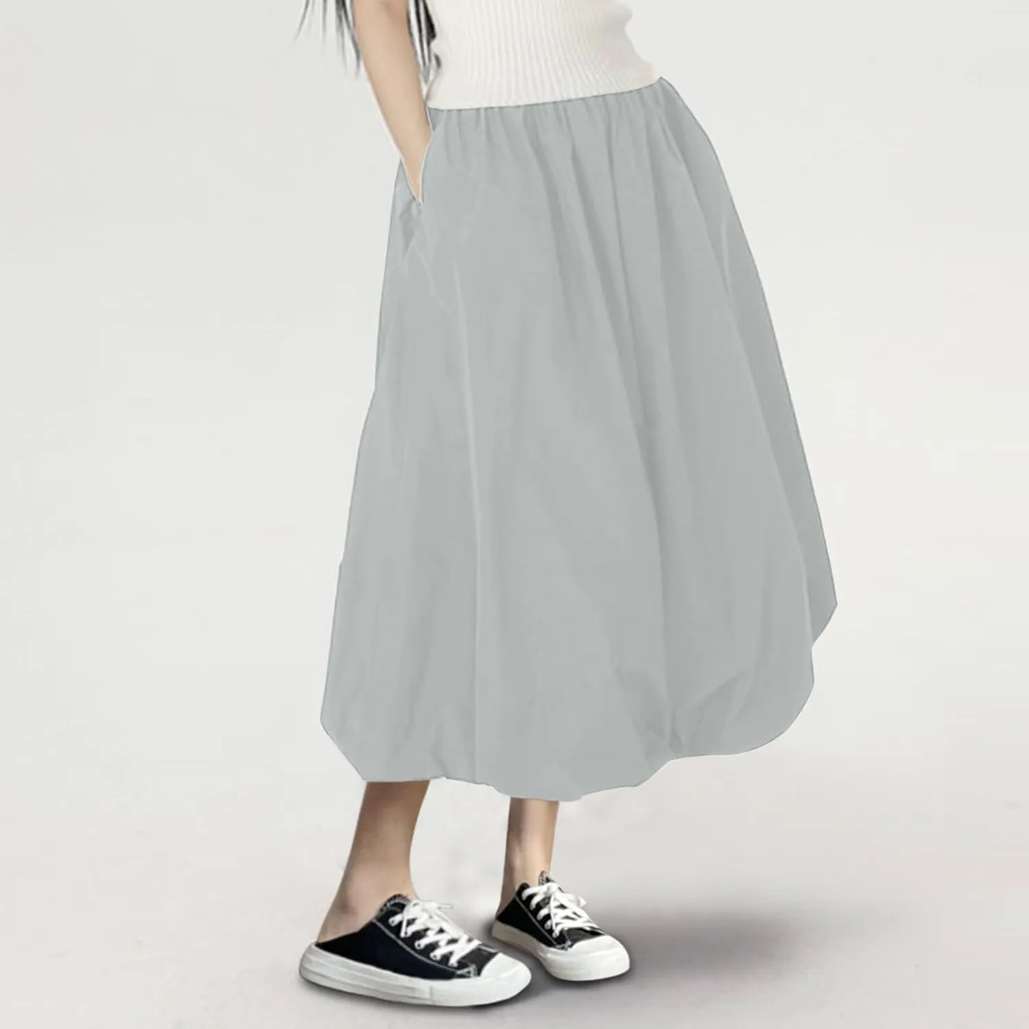 Fashion Skirts for Women 2024 Trendy Women Mid Length Skirt High Waisted Bud Skirt with Pocket Holiday Party