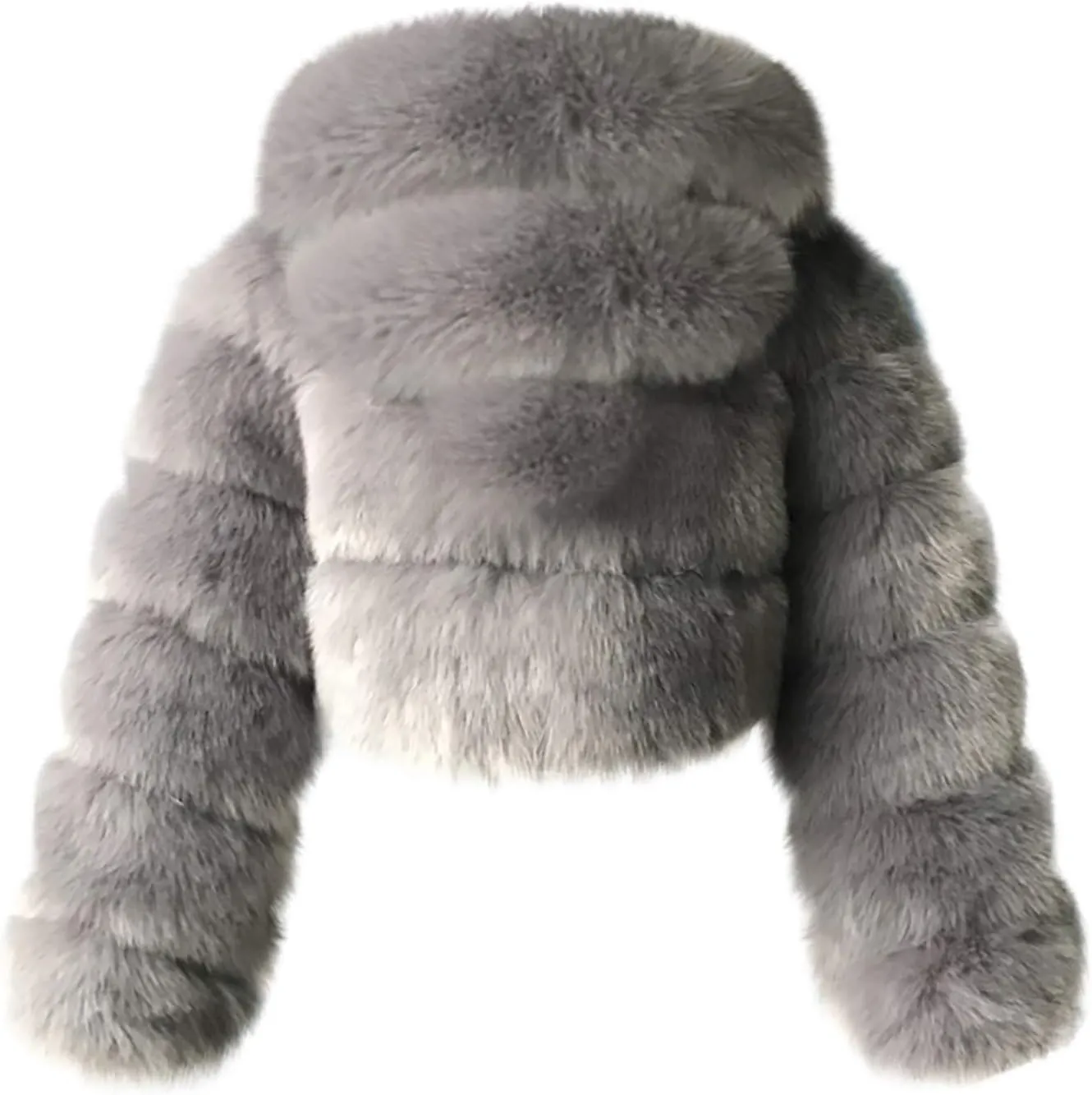 Faux Fur Coat Women with Hood Cropped Bubble Coats Furry Short Warm Jackets Plus Size Winter Coats for Women