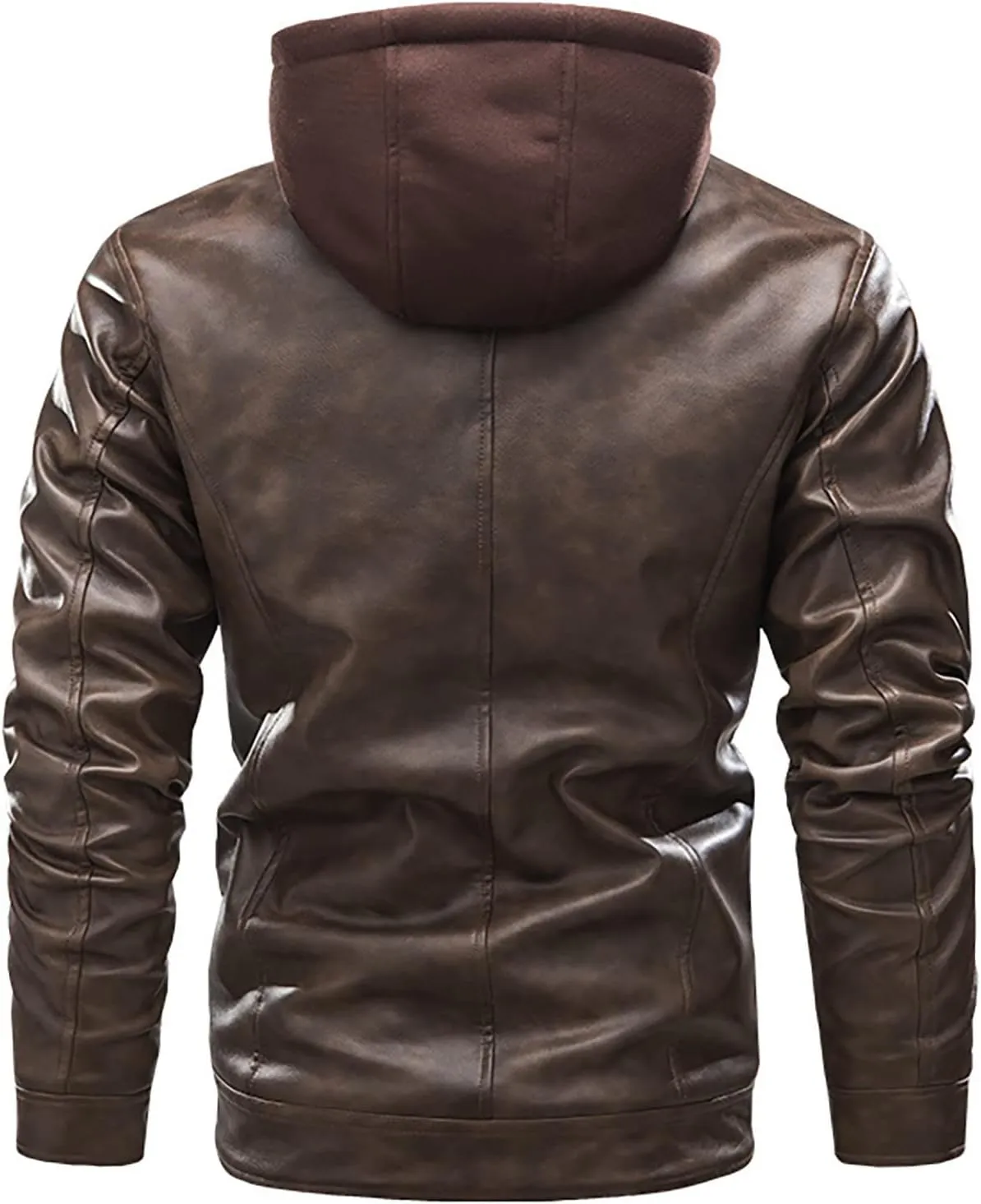 Faux Leather Jacket Men,Bomber Motorcycle Jacket Coats Zipper Slim Sherpa Lined Winter Warm Outwear with Pocket