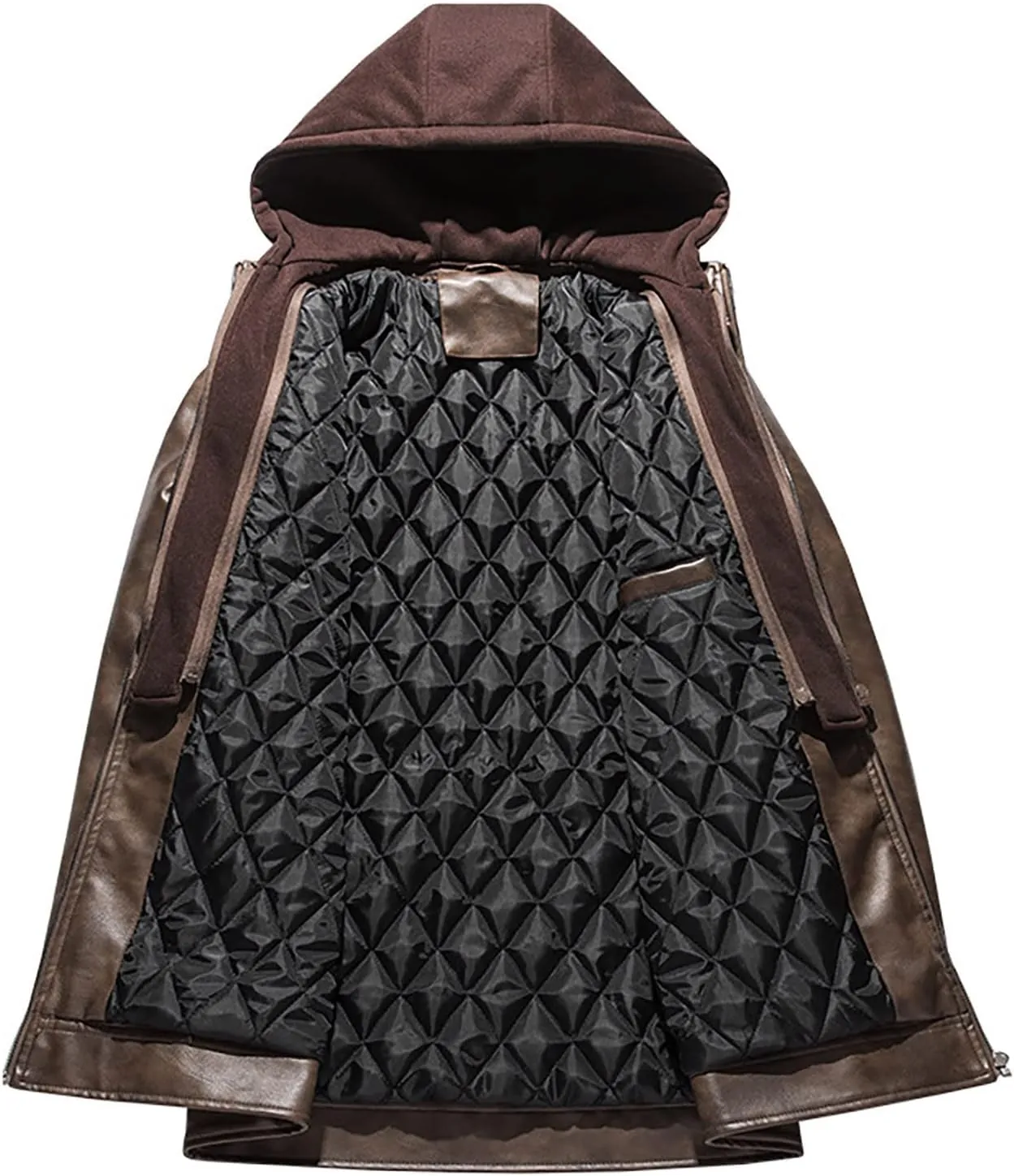 Faux Leather Jacket Men,Bomber Motorcycle Jacket Coats Zipper Slim Sherpa Lined Winter Warm Outwear with Pocket
