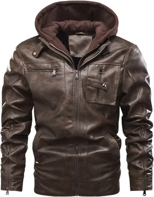 Faux Leather Jacket Men,Bomber Motorcycle Jacket Coats Zipper Slim Sherpa Lined Winter Warm Outwear with Pocket