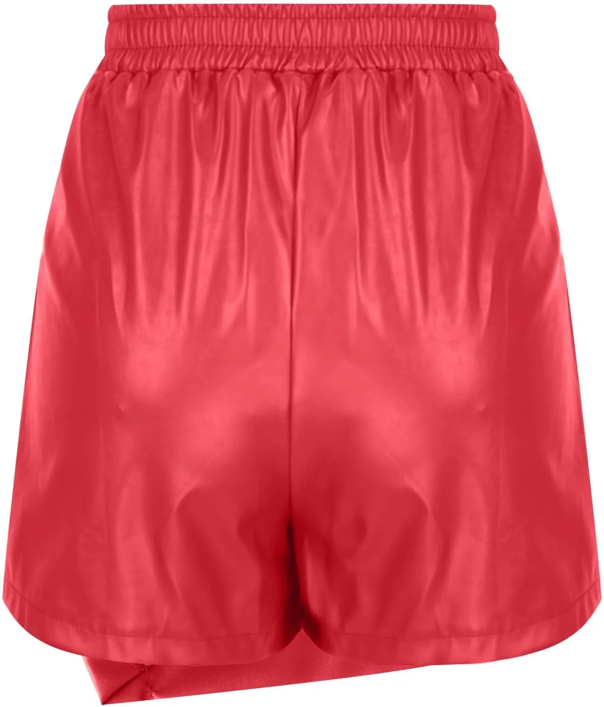 Faux Leather Skirt for Women High Waisted PU Elastic Waist Ruched Wrap Mini Skirts Bodycon Asymmetrical Short Dress