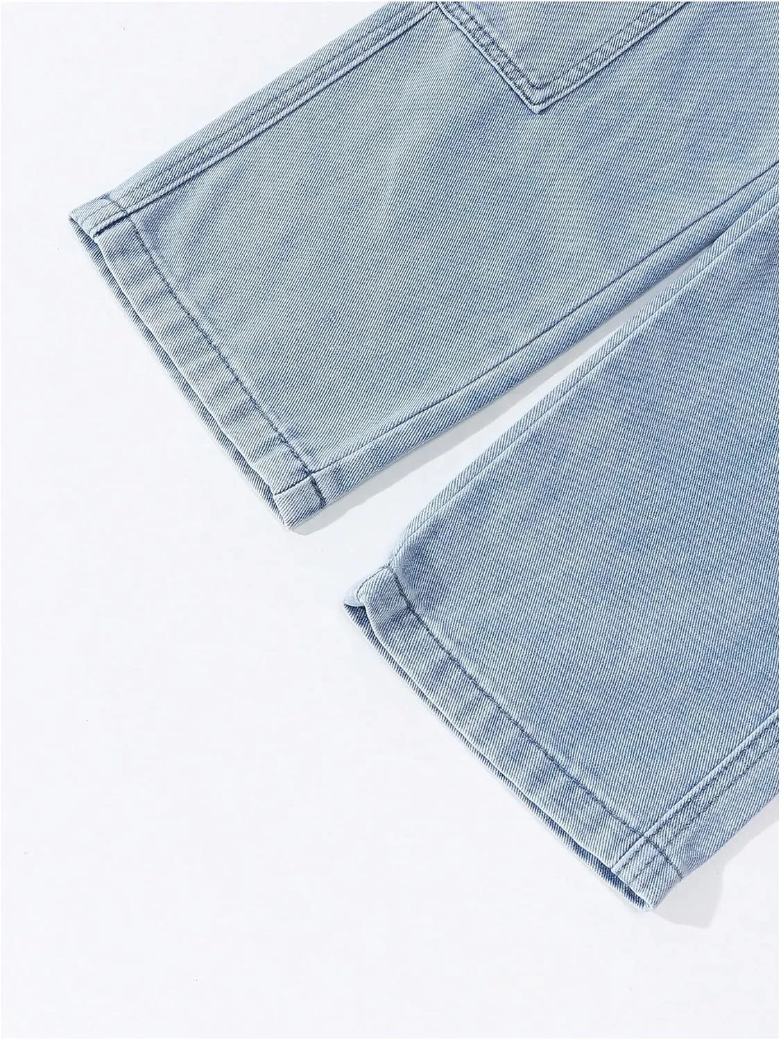 Floerns Girl's Elastic Waist Jean Cargo Pants Baggy Wide Leg Flap Pocket Denim Pants