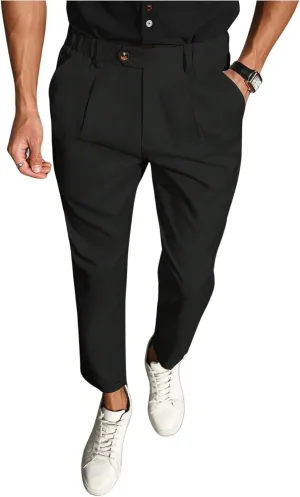 Floerns Men's Straight Leg Dress Pants Tapered Pleated Business Work Pants