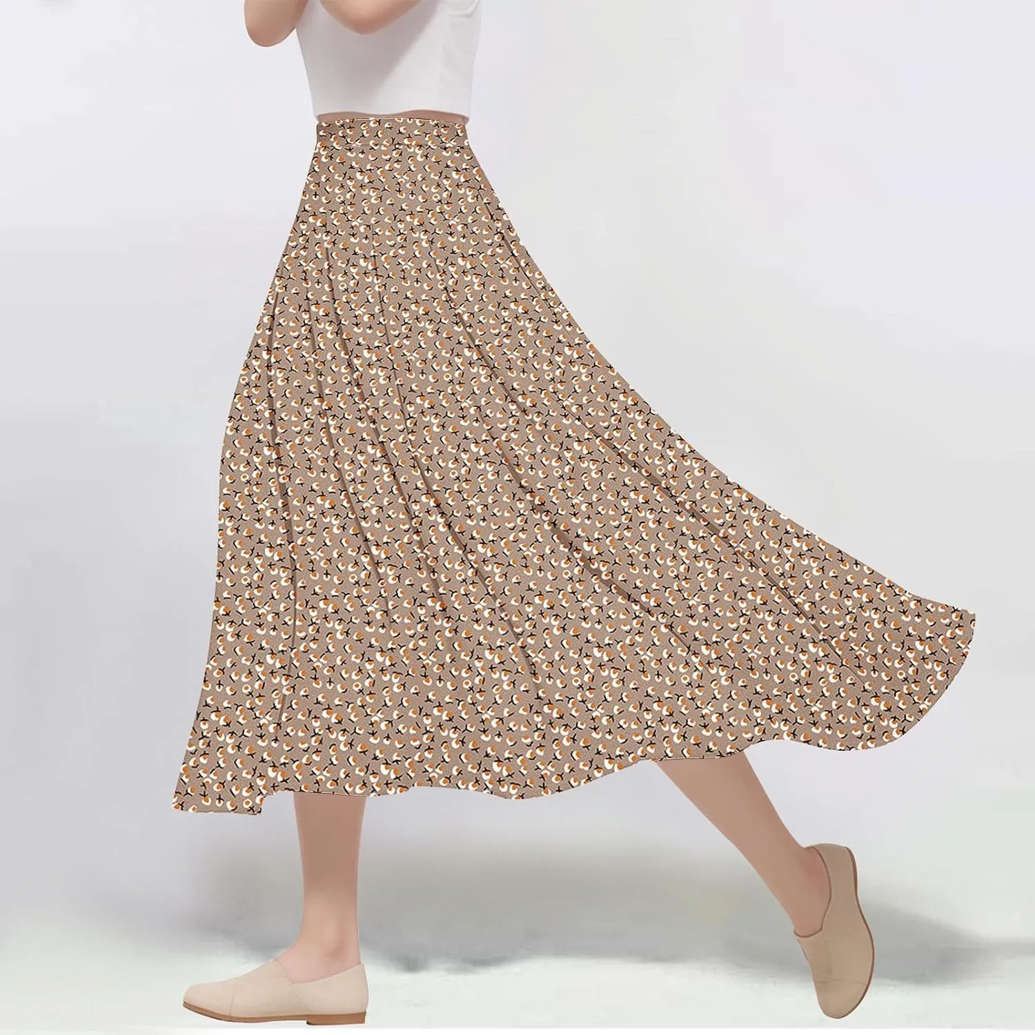 Floral Skirts for Women High Waisted Elastic Maxi Aline Boho Summer Vacation Leisure Casual Commuting Dailywear Resort