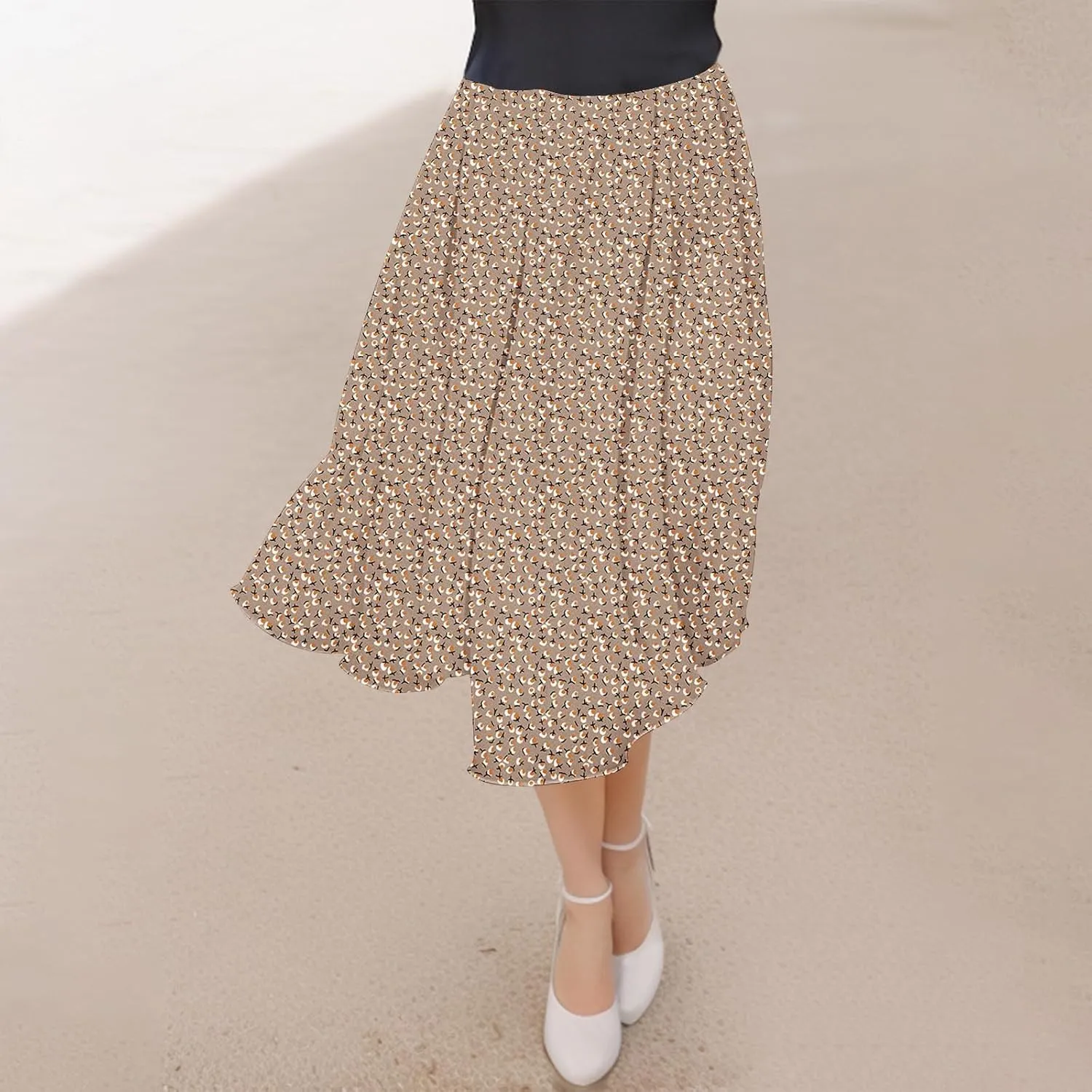 Floral Skirts for Women High Waisted Elastic Maxi Aline Boho Summer Vacation Leisure Casual Commuting Dailywear Resort