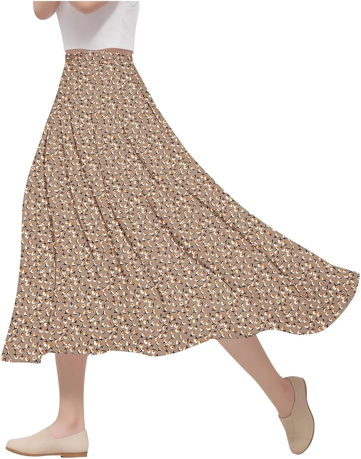 Floral Skirts for Women High Waisted Elastic Maxi Aline Boho Summer Vacation Leisure Casual Commuting Dailywear Resort