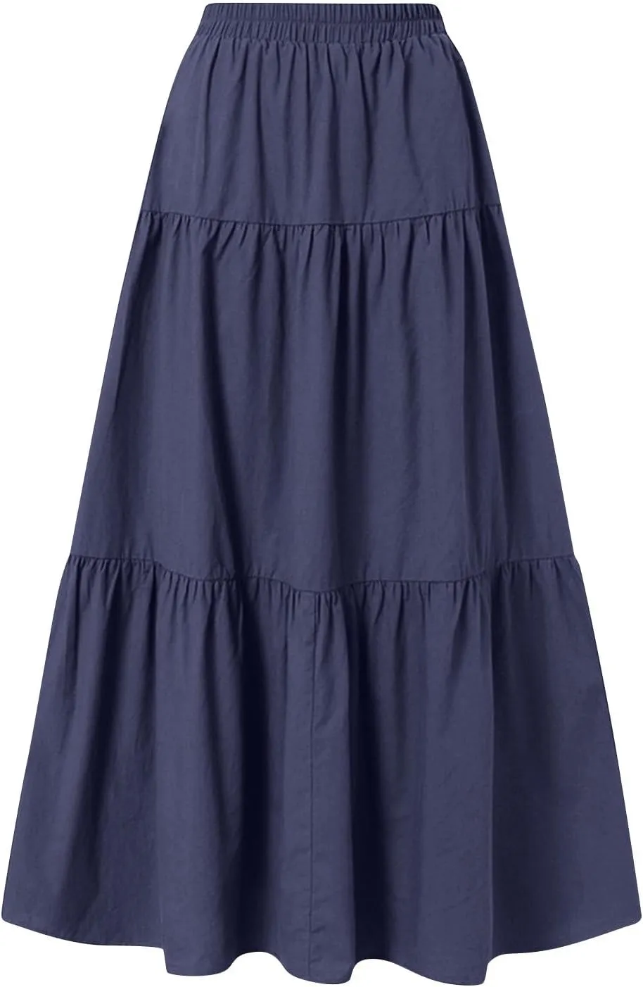 Flowy Skirts for Women Drawstring Elastic Waist Ruffled Solid Skirts Casual Bohemian Beach Skirt for Women