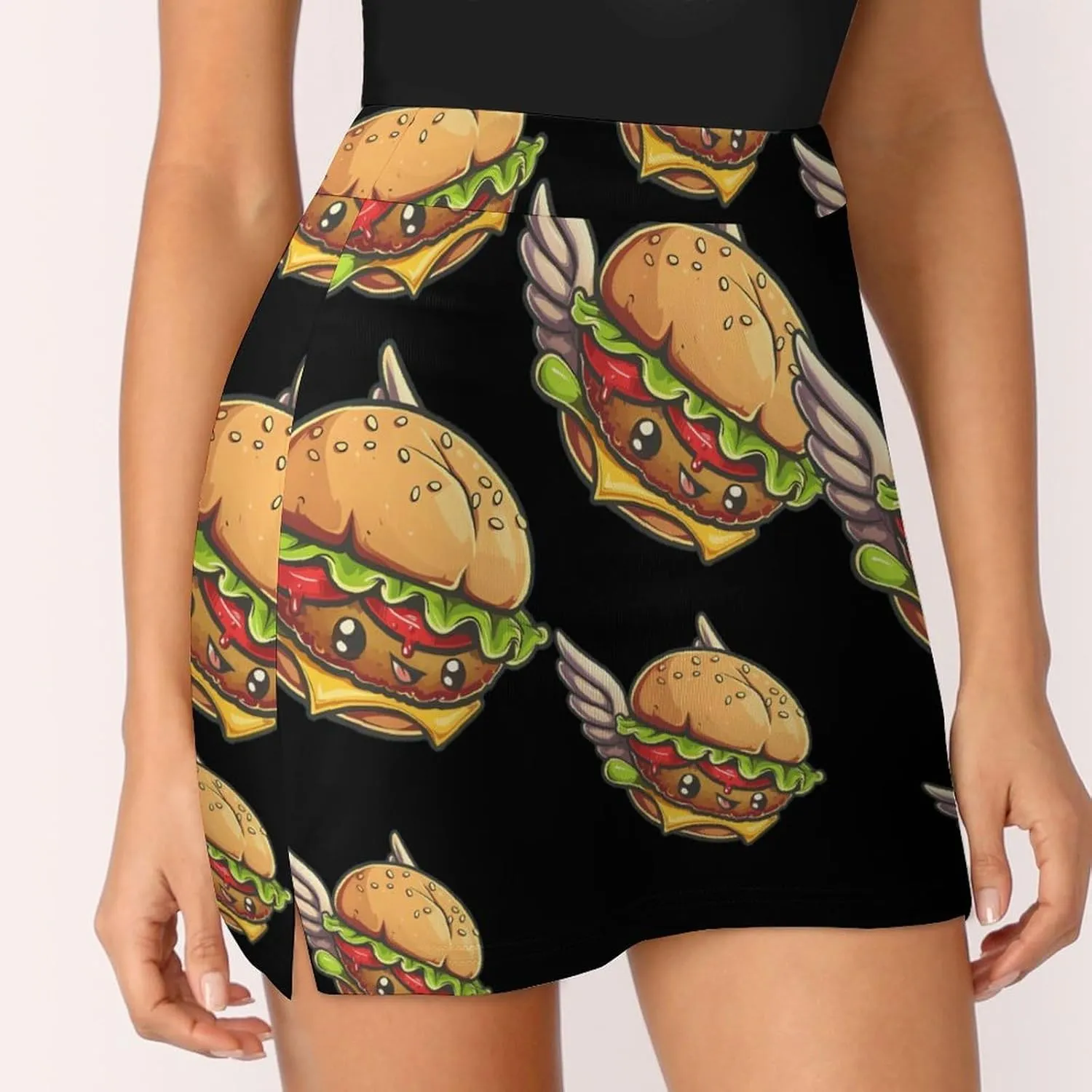 Flying Hamburger Knight Women's Skort Athletic Skirt Golf Skorts A-line Skirts with Built-in Shorts Pockets