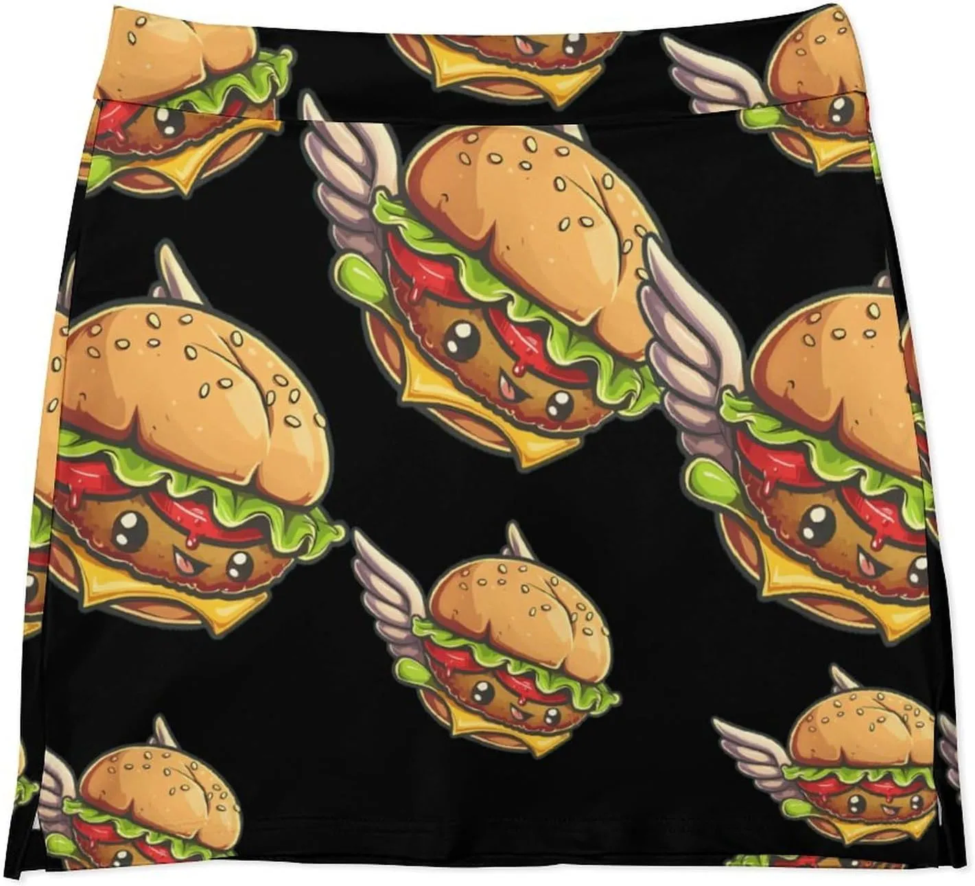 Flying Hamburger Knight Women's Skort Athletic Skirt Golf Skorts A-line Skirts with Built-in Shorts Pockets