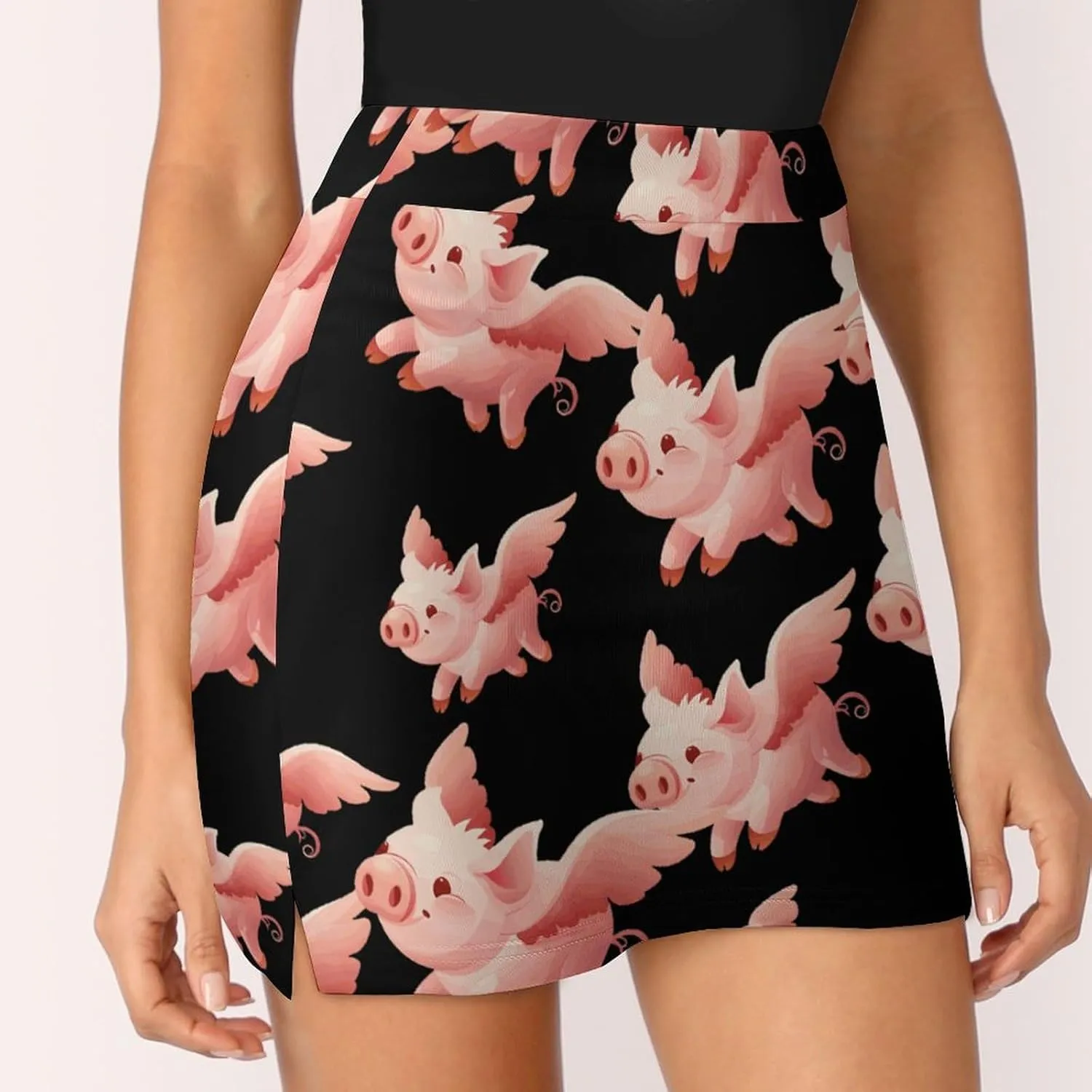Flying Pigs Women's Skort Athletic Skirt Golf Skorts A-line Skirts with Built-in Shorts Pockets