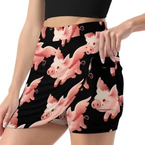 Flying Pigs Women's Skort Athletic Skirt Golf Skorts A-line Skirts with Built-in Shorts Pockets