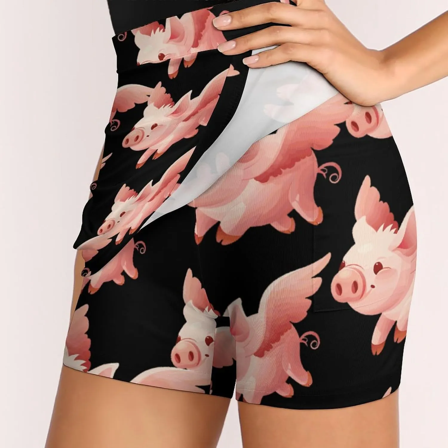 Flying Pigs Women's Skort Athletic Skirt Golf Skorts A-line Skirts with Built-in Shorts Pockets