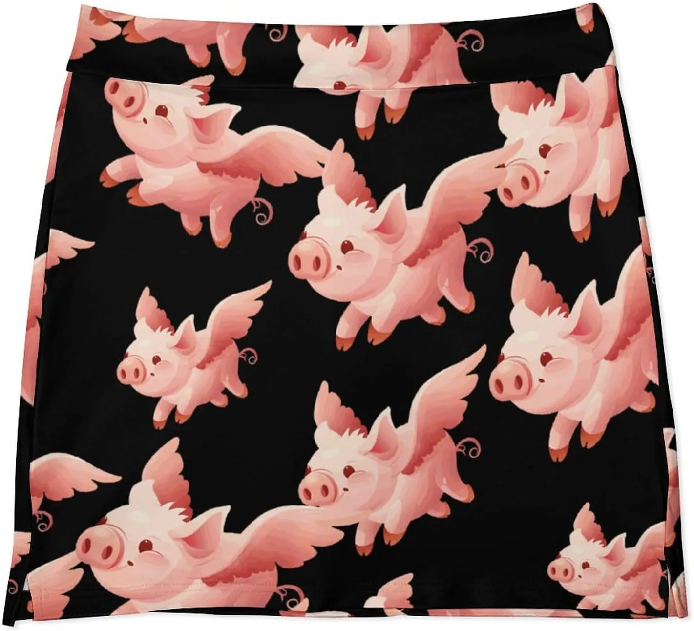 Flying Pigs Women's Skort Athletic Skirt Golf Skorts A-line Skirts with Built-in Shorts Pockets