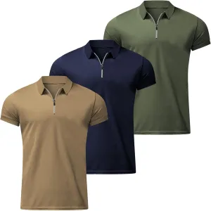 Golf Polos Shirts for Men Quick-Dry Athletic Mens Polo T-Shirts Short Sleeve Summer Casual Moisture Wicking Tops 3PC