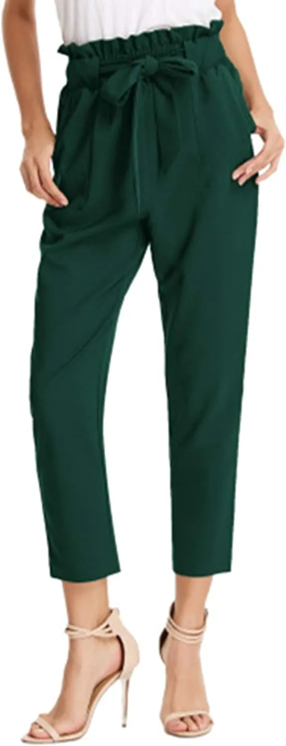 GRACE KARIN Women's Paper Bag Waist Pants Slim Fit Casual Office Pencil Pants