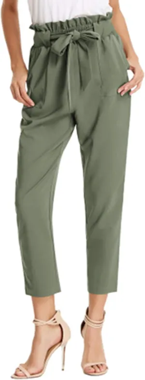 GRACE KARIN Women's Paper Bag Waist Pants Slim Fit Casual Office Pencil Pants