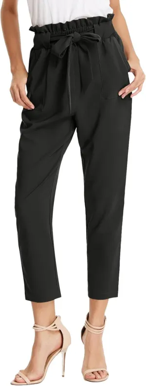 GRACE KARIN Women's Paper Bag Waist Pants Slim Fit Casual Office Pencil Pants
